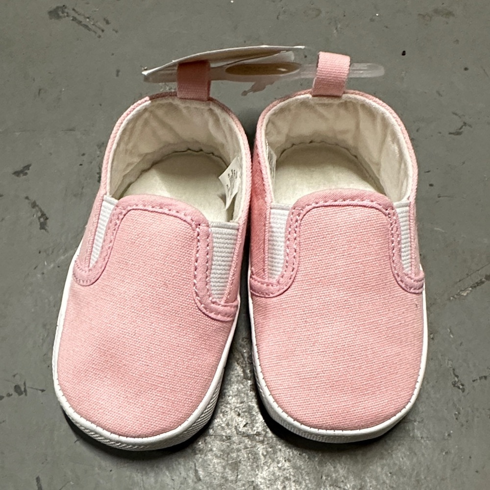 First Impressions Pink Slip-On Canvas Baby Shoes